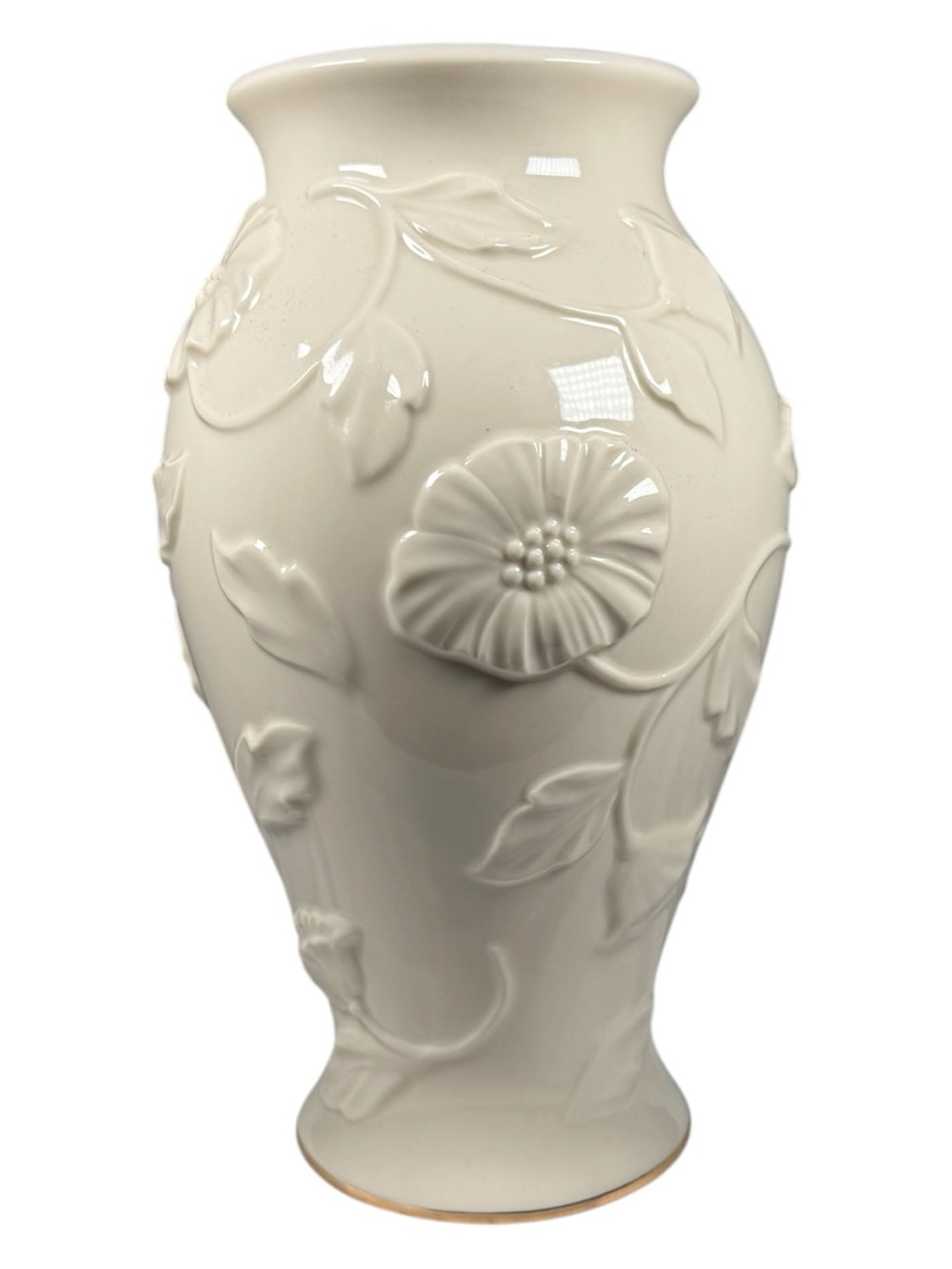 Lenox Ivory Embossed Floral Ceramic Vase | Elegant Home Décor